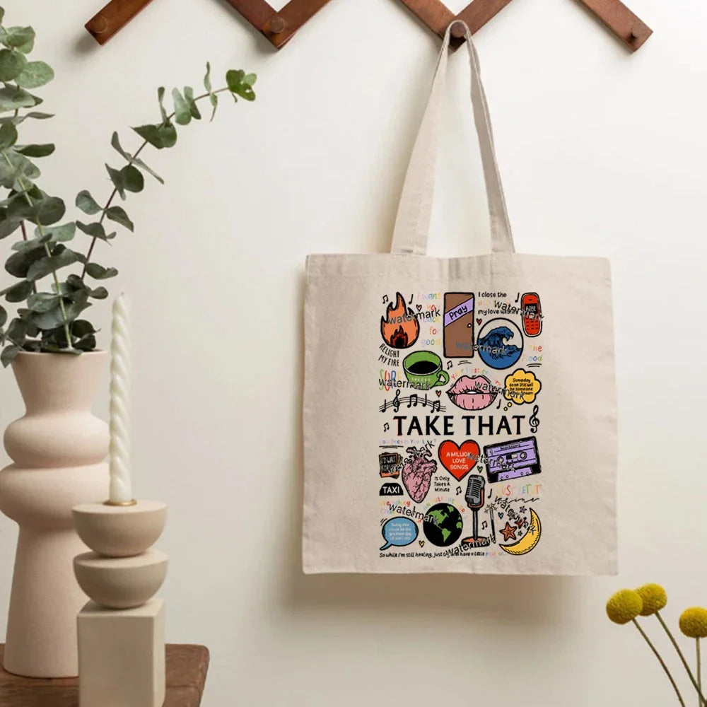 Take That Band Fan Gift Tote Bags Gift for Music Lover Bag Take That This Life on Tour 2024 Women's Handbag Canvas Tote Bag Y2k