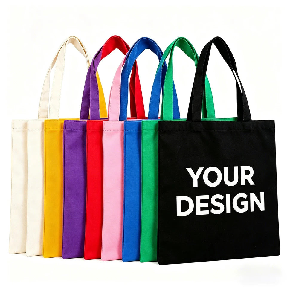 3/6/12/24Pcs Customized Logo Canvas Bag Reusable Grocery Shopping Cloth Bags Women's Handheld Shopping Bags 34x40cm