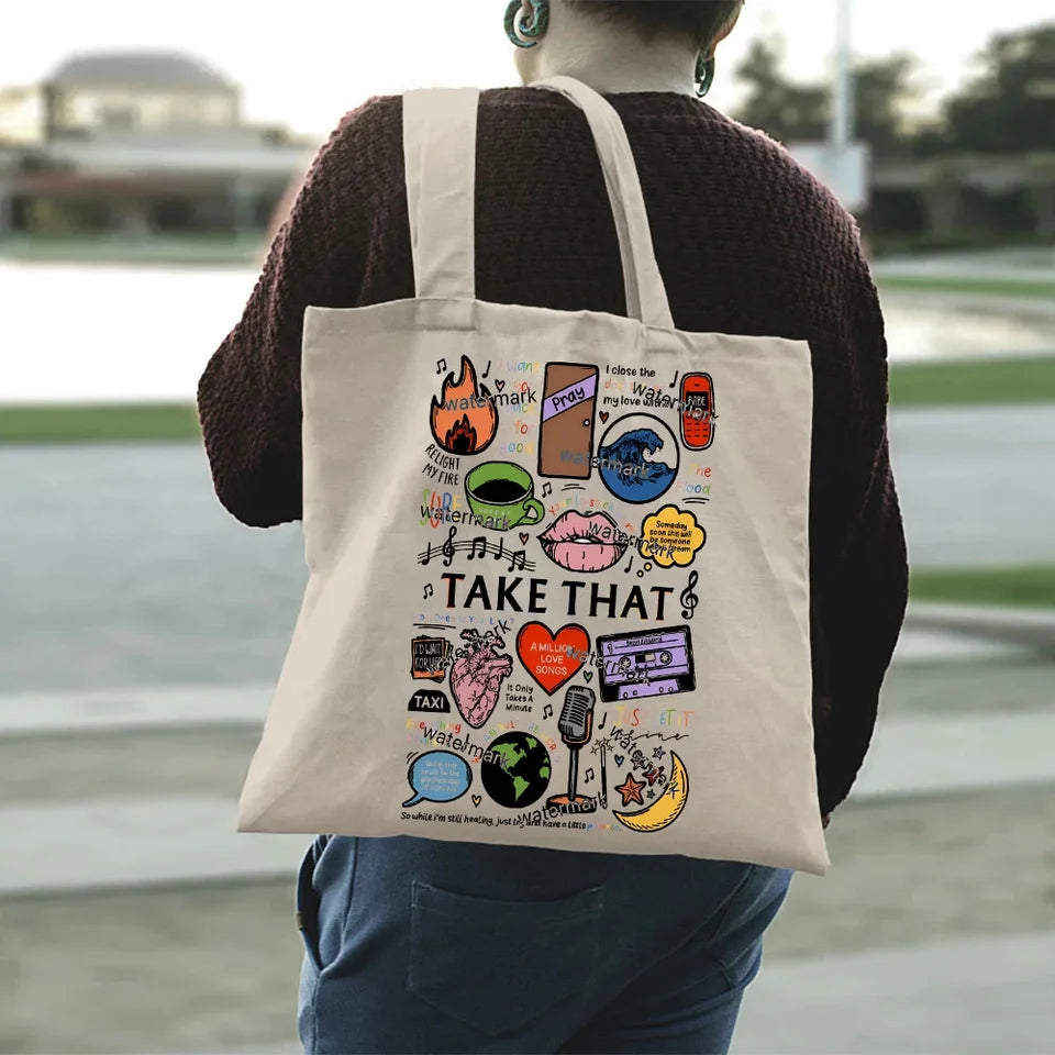 Take That Band Fan Gift Tote Bags Gift for Music Lover Bag Take That This Life on Tour 2024 Women's Handbag Canvas Tote Bag Y2k