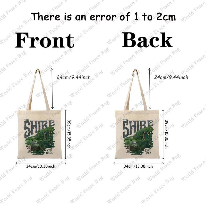 1 pc The Lord of The Rings pattern Tote Bag Canvas Shoulder Bag For Travel Daily Commute Women's Reusable Shopping Bag