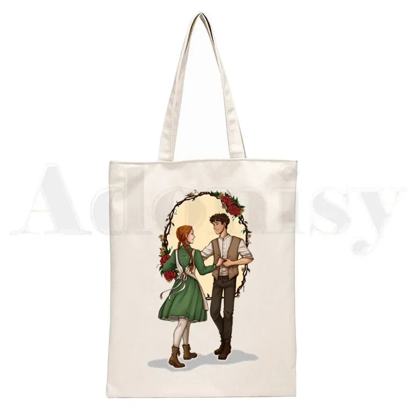 Anne Shirley Green Gables Handbags Shoulder Bags Casual Shopping Girls Handbag Women Elegant Canvas Bag