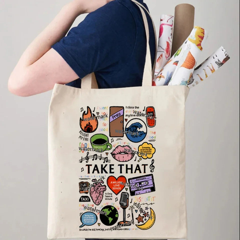Take That Band Fan Gift Tote Bags Gift for Music Lover Bag Take That This Life on Tour 2024 Women's Handbag Canvas Tote Bag Y2k