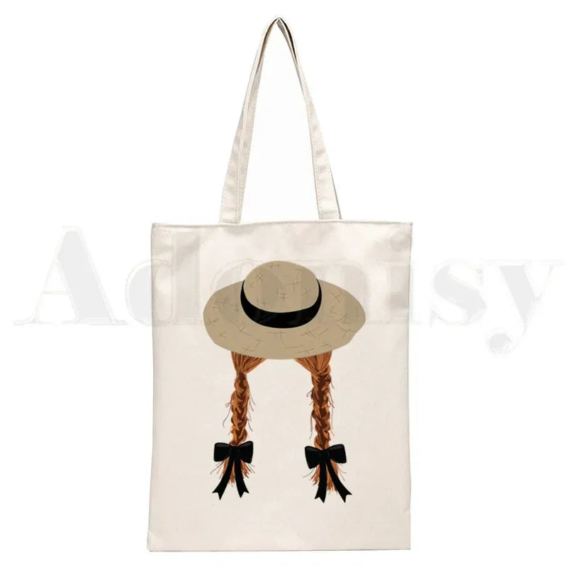 Anne Shirley Green Gables Handbags Shoulder Bags Casual Shopping Girls Handbag Women Elegant Canvas Bag