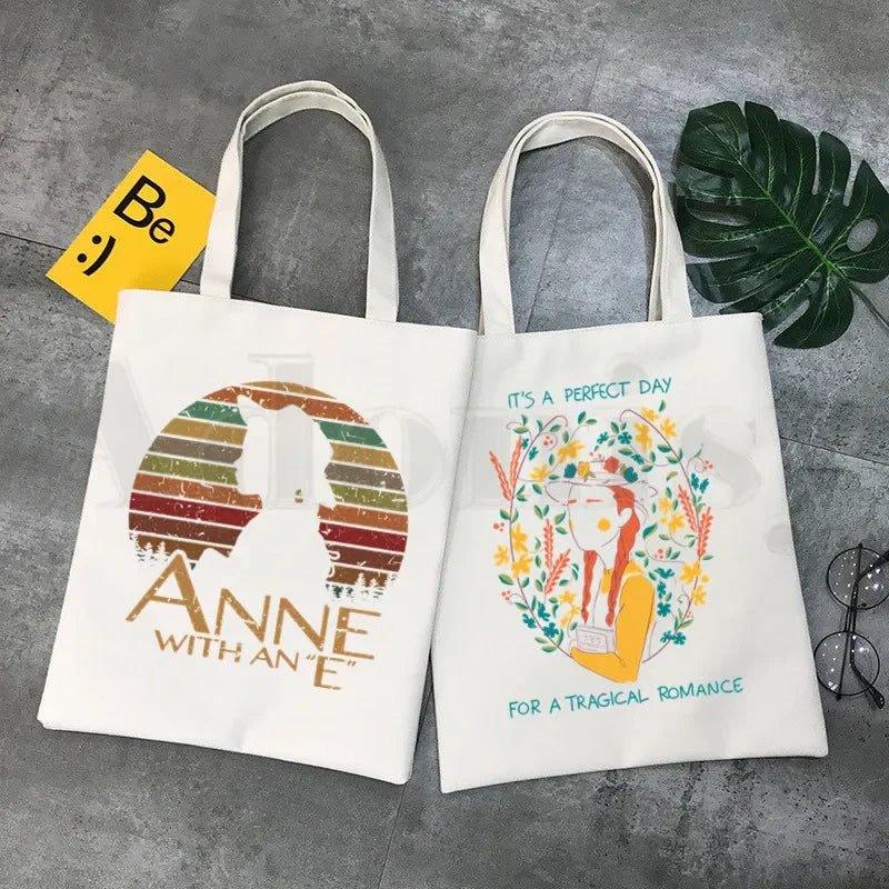 Anne Shirley Green Gables Handbags Shoulder Bags Casual Shopping Girls Handbag Women Elegant Canvas Bag