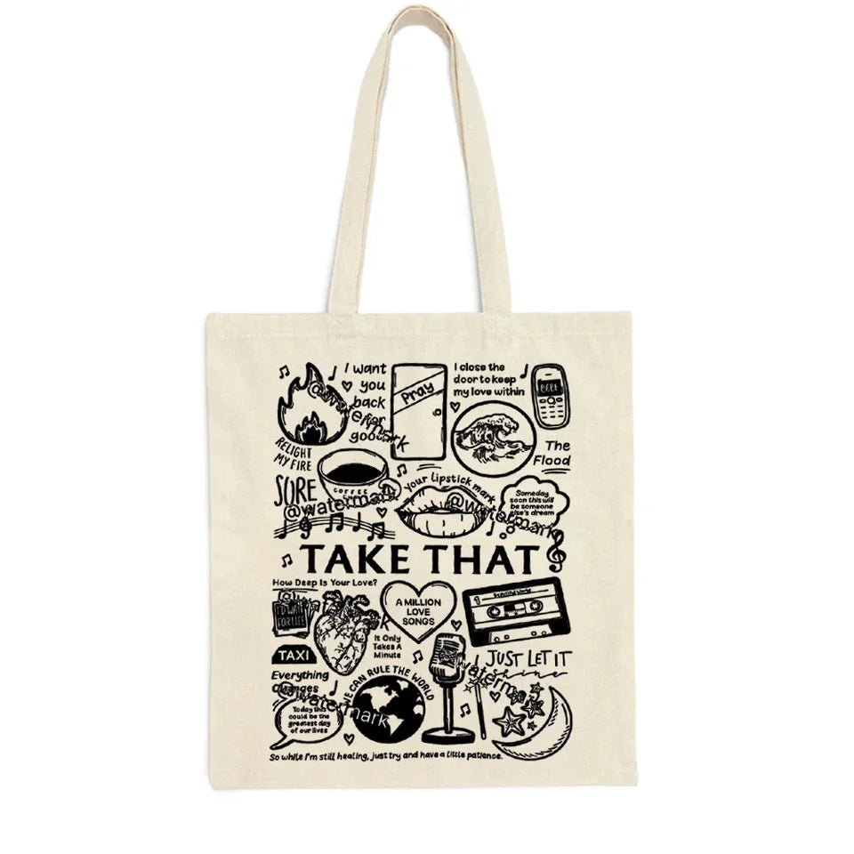 Take That Band Vintage Tote Bags Gift for Music Lover Bag Take That This Life on Tour 2024 Women's Handbag Canvas Tote Bag Y2k