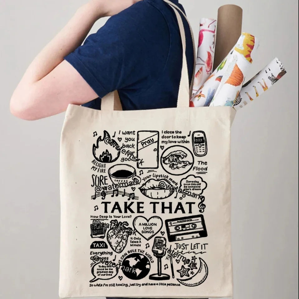 Take That Band Vintage Tote Bags Gift for Music Lover Bag Take That This Life on Tour 2024 Women's Handbag Canvas Tote Bag Y2k