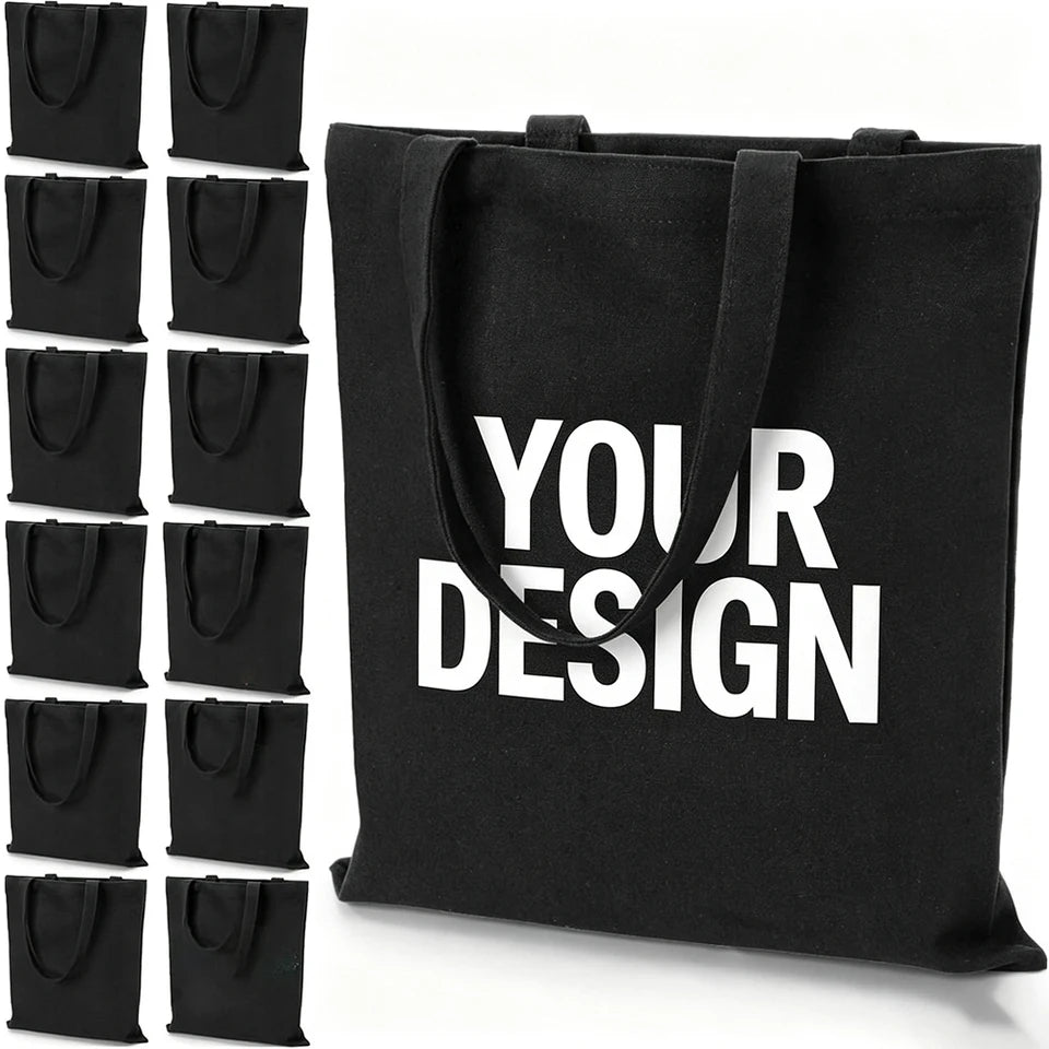 3/6/12/24Pcs Customized Logo Canvas Bag Reusable Grocery Shopping Cloth Bags Women's Handheld Shopping Bags 34x40cm
