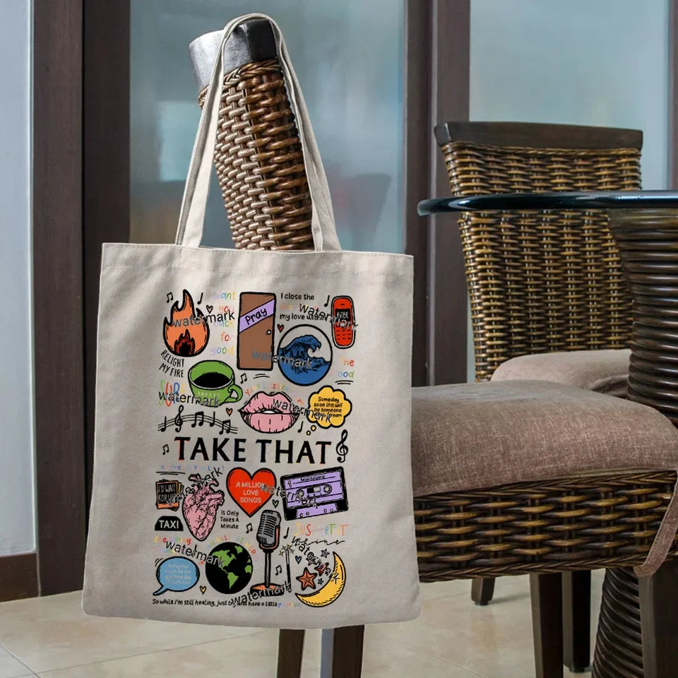 Take That Band Fan Gift Tote Bags Gift for Music Lover Bag Take That This Life on Tour 2024 Women's Handbag Canvas Tote Bag Y2k