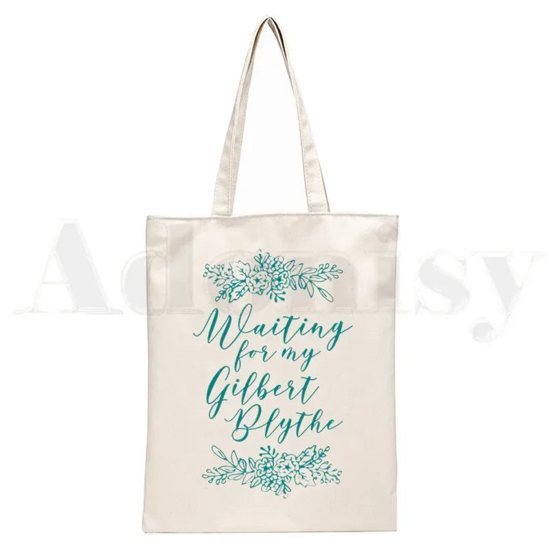 Anne Shirley Green Gables Handbags Shoulder Bags Casual Shopping Girls Handbag Women Elegant Canvas Bag