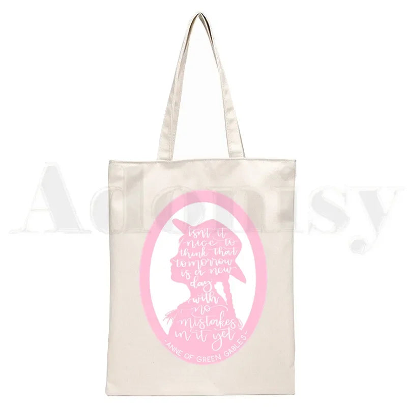 Anne Shirley Green Gables Handbags Shoulder Bags Casual Shopping Girls Handbag Women Elegant Canvas Bag