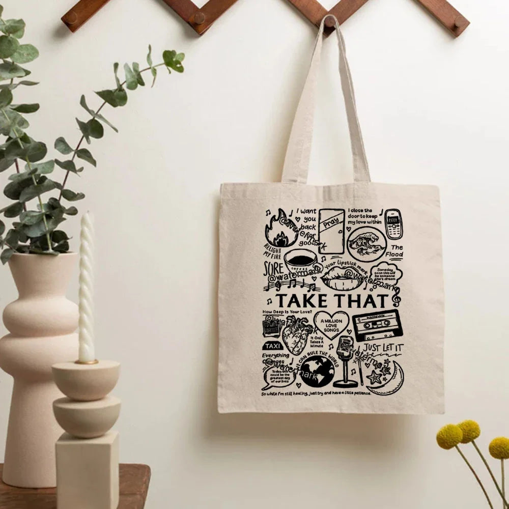 Take That Band Vintage Tote Bags Gift for Music Lover Bag Take That This Life on Tour 2024 Women's Handbag Canvas Tote Bag Y2k