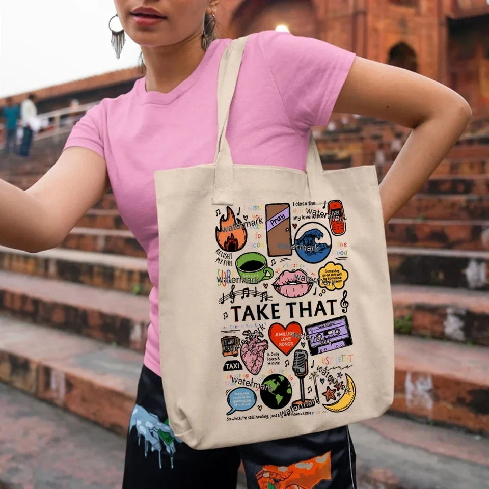 Take That Band Fan Gift Tote Bags Gift for Music Lover Bag Take That This Life on Tour 2024 Women's Handbag Canvas Tote Bag Y2k