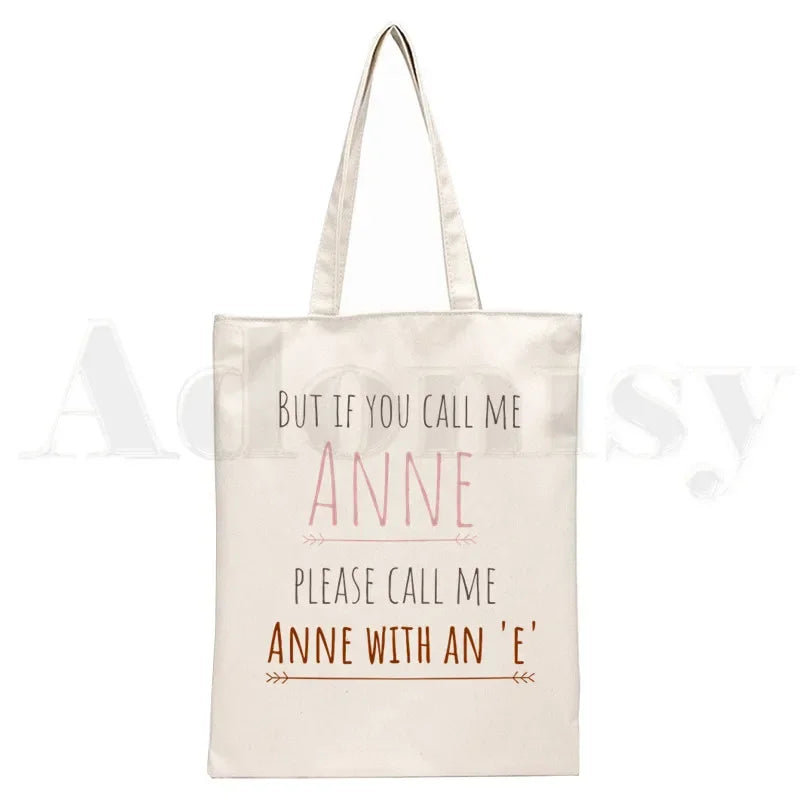 Anne Shirley Green Gables Handbags Shoulder Bags Casual Shopping Girls Handbag Women Elegant Canvas Bag