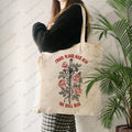 1 pc From Blood And Ash We Will Rise pattern Tote Bag Canvas Shoulder Bag For Travel Daily Commute Women's Reusable Shopping Bag