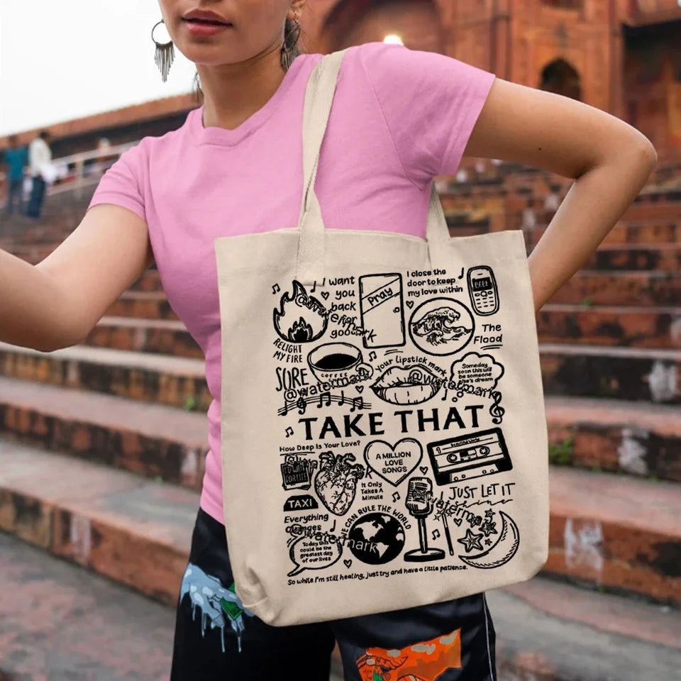 Take That Band Vintage Tote Bags Gift for Music Lover Bag Take That This Life on Tour 2024 Women's Handbag Canvas Tote Bag Y2k