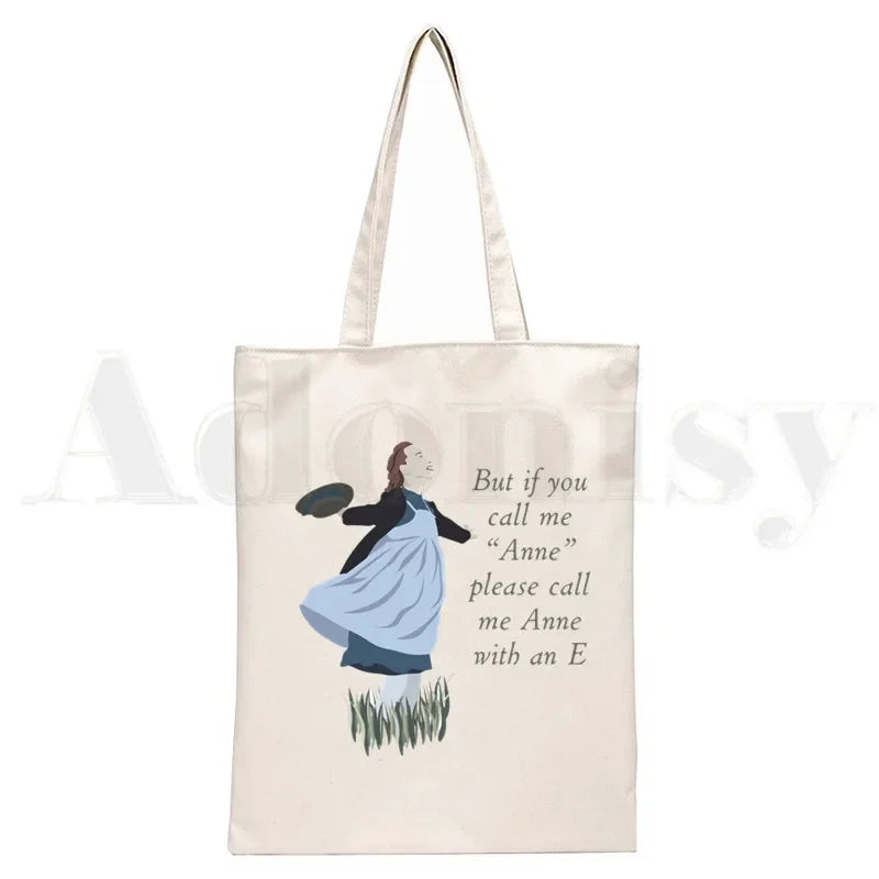 Anne Shirley Green Gables Handbags Shoulder Bags Casual Shopping Girls Handbag Women Elegant Canvas Bag