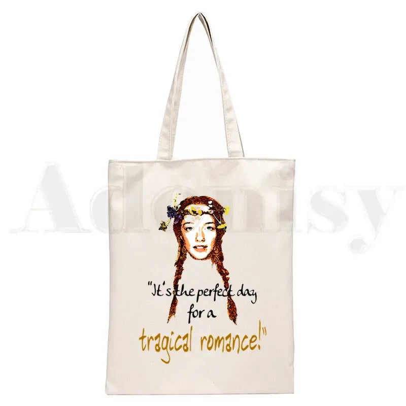 Anne Shirley Green Gables Handbags Shoulder Bags Casual Shopping Girls Handbag Women Elegant Canvas Bag