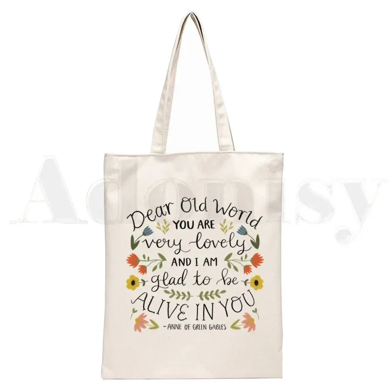 Anne Shirley Green Gables Handbags Shoulder Bags Casual Shopping Girls Handbag Women Elegant Canvas Bag