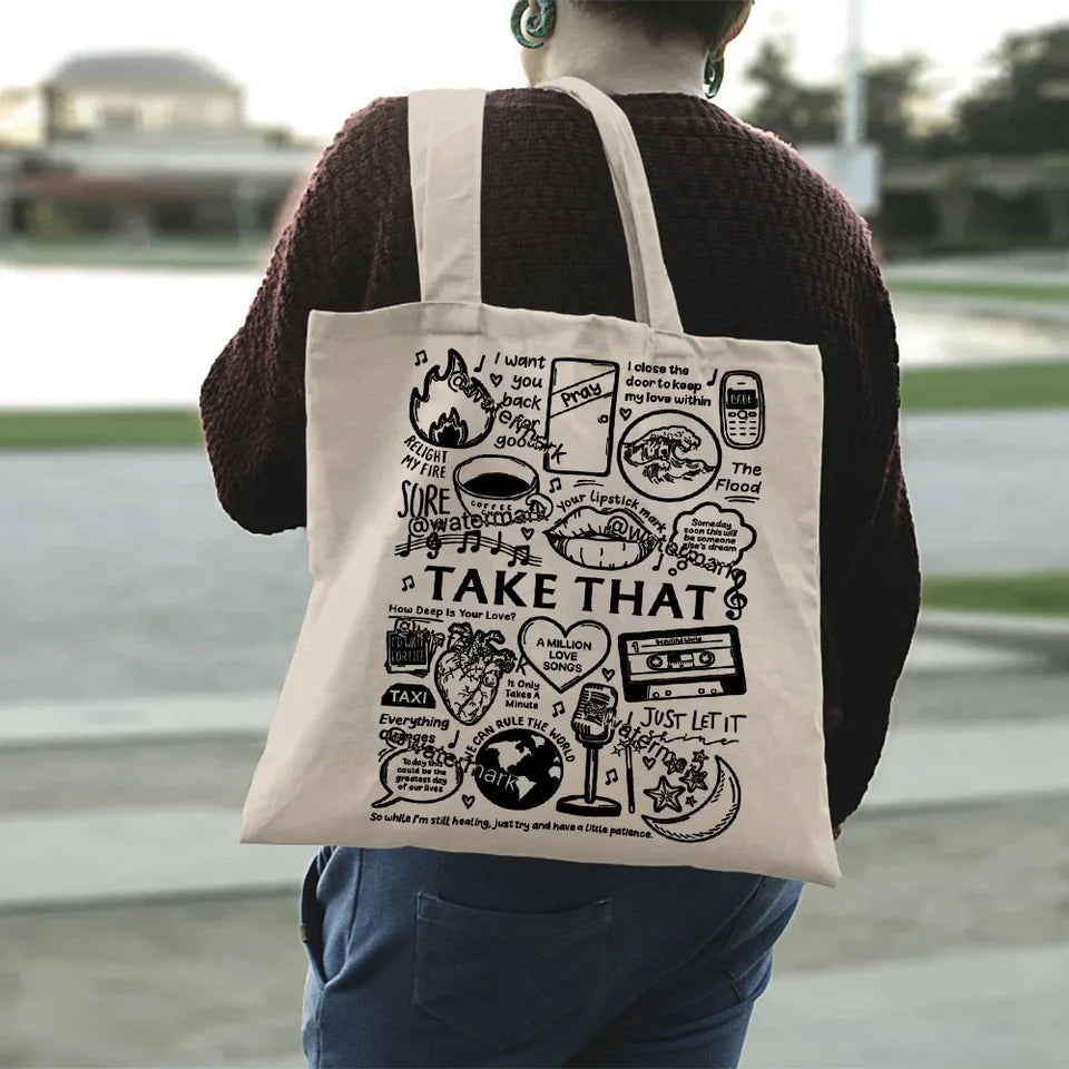 Take That Band Vintage Tote Bags Gift for Music Lover Bag Take That This Life on Tour 2024 Women's Handbag Canvas Tote Bag Y2k